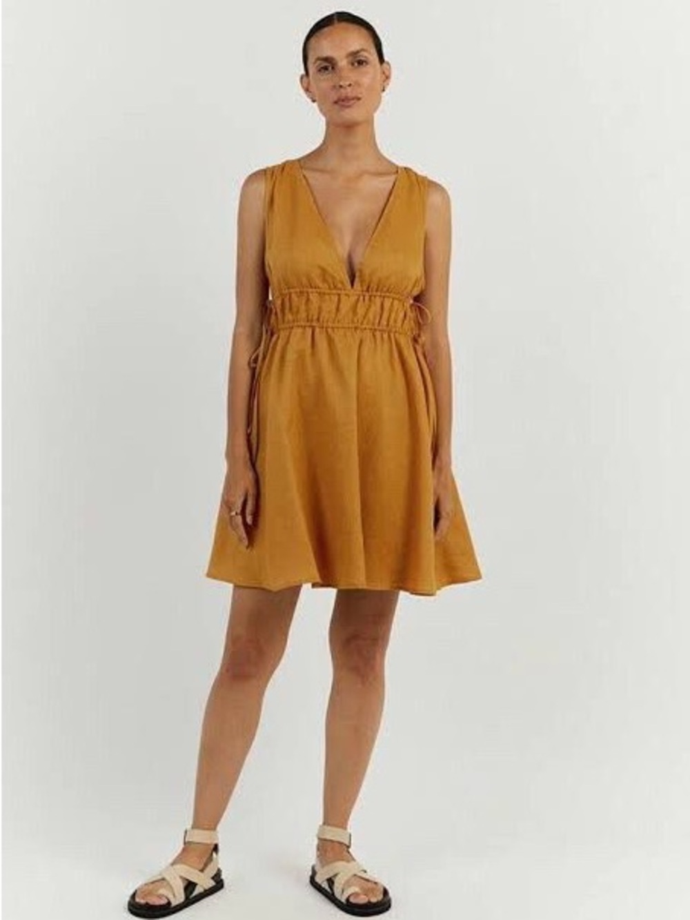 DISSH Pia Marigold Linen Mini Dress